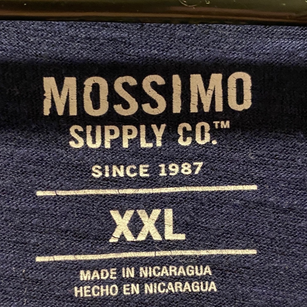 Mossimo Navy Raglan Tee Long Sleeve Pocket Colorblock Casual Top XXL Y2k - Picture 3 of 6